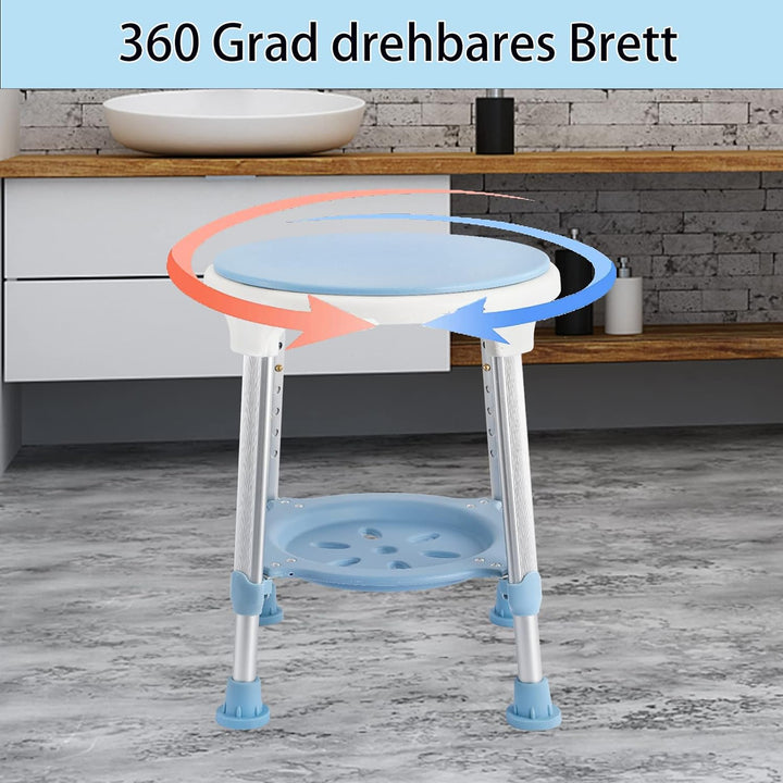 YUENFONG 360° Drehbarer Duschhocker Badehocker 6 Höhenverstellbar Duschsitz Badesitz aus Aluminium &