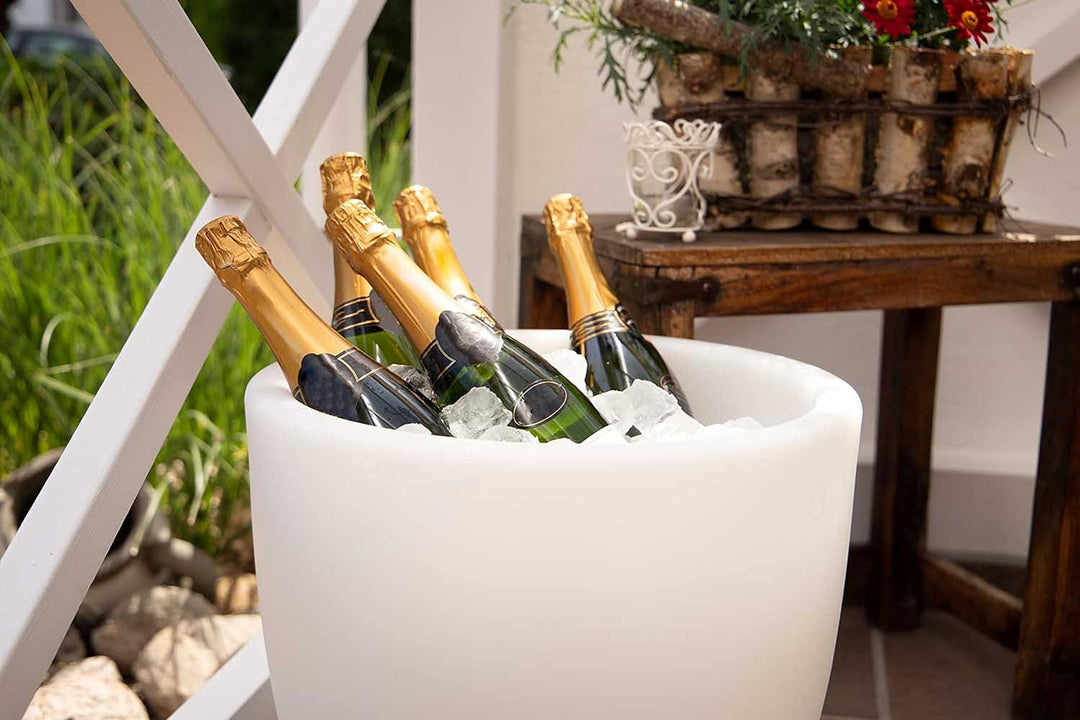 8 seasons design Shining Curvy Cooler LED-Flaschenkühler Ø 39cm, (Weiss), mit Farbwechsler (15 Farbe