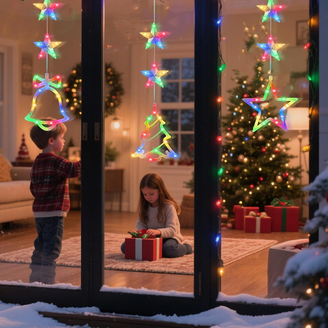 3 Stück Weihnachtsdeko Fenster Beleuchtet - LED Weihnachtsbeleuchtung Innen mit Saugnapf, Batteriebe