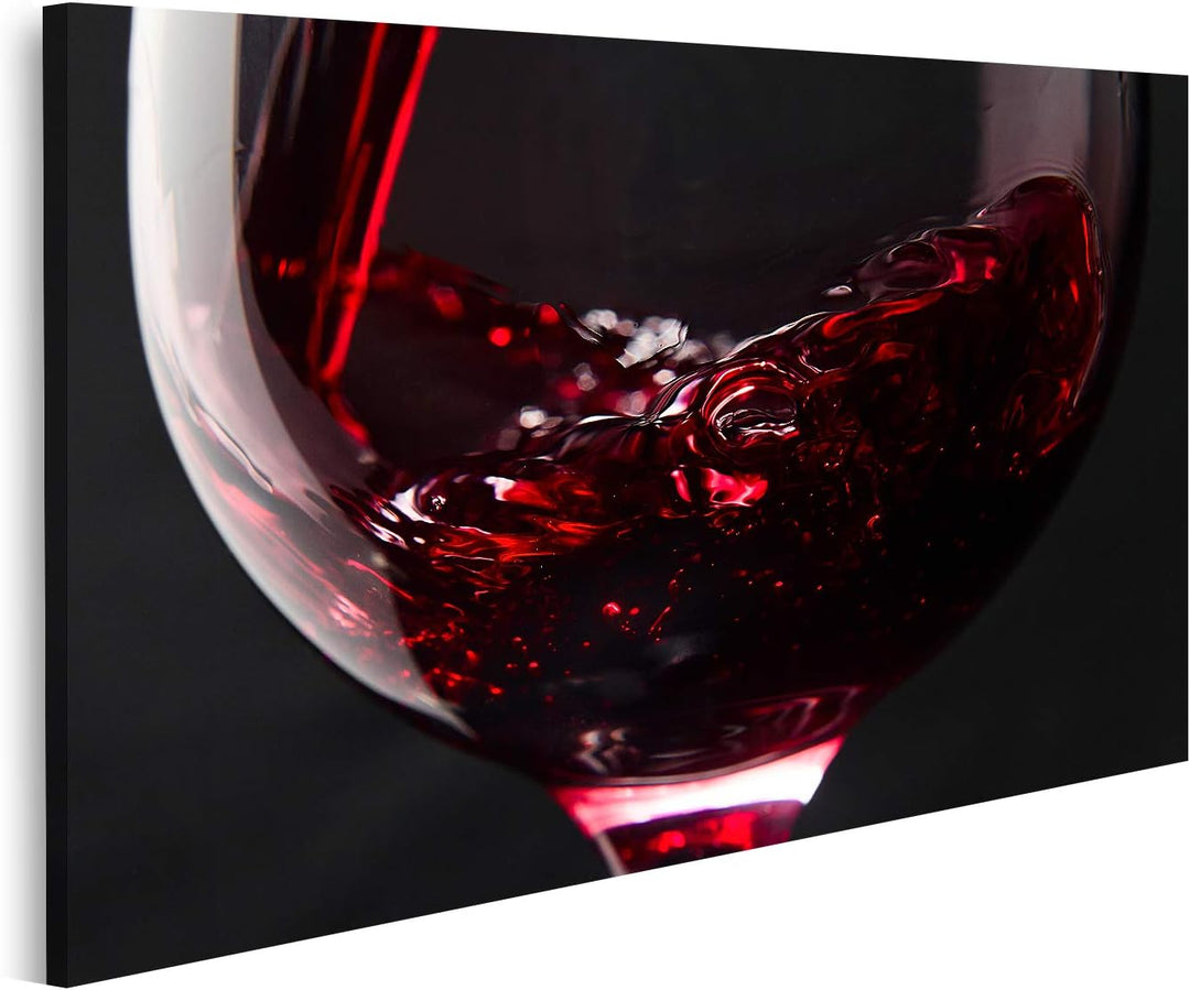 islandburner Bild auf Leinwand Rotwein Weinglas Schwarzer Hintergrund 2 Bilder Wandbilder Poster Lei