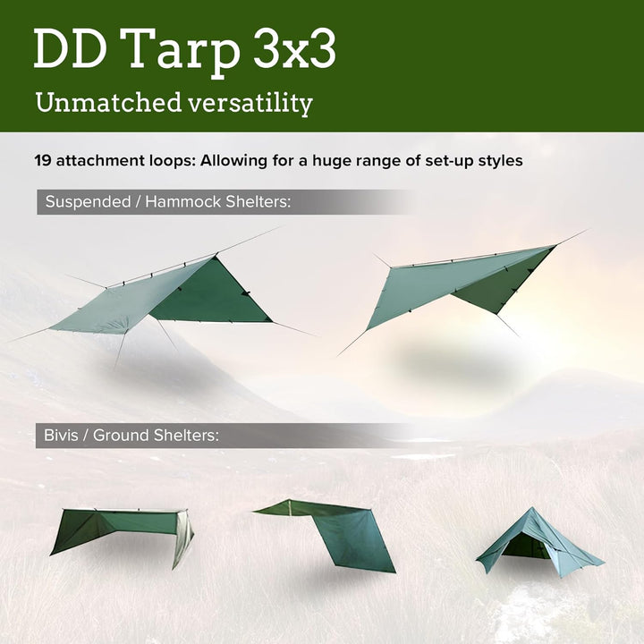 DD Hammocks Sonnensegel, 3 x 3 m, grün Olivengrün, Olivengrün