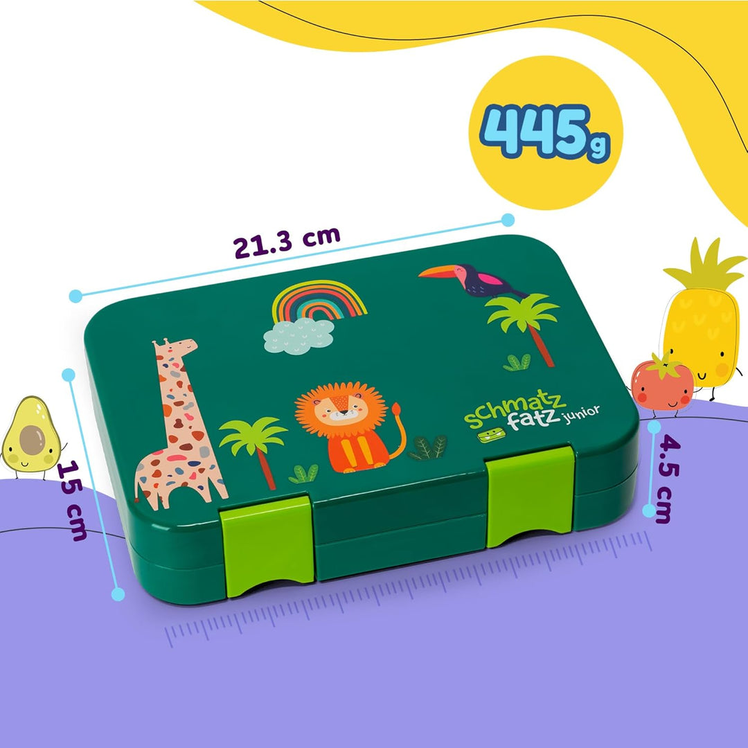schmatzfatz Junior Brotdose Kinder mit Fächern, BPA Frei Lunchbox Kinder, Bento Box Kinder, Brotbox