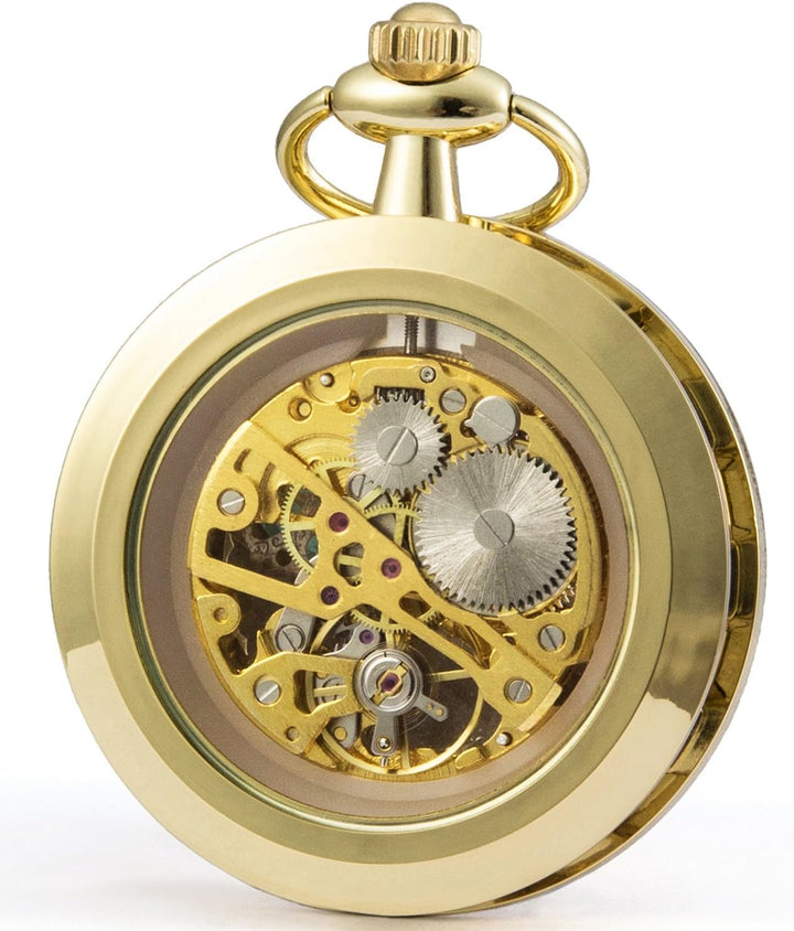 SEWOR Single Face Mechanische Handaufzugwerk Taschenuhr Gold, Gold