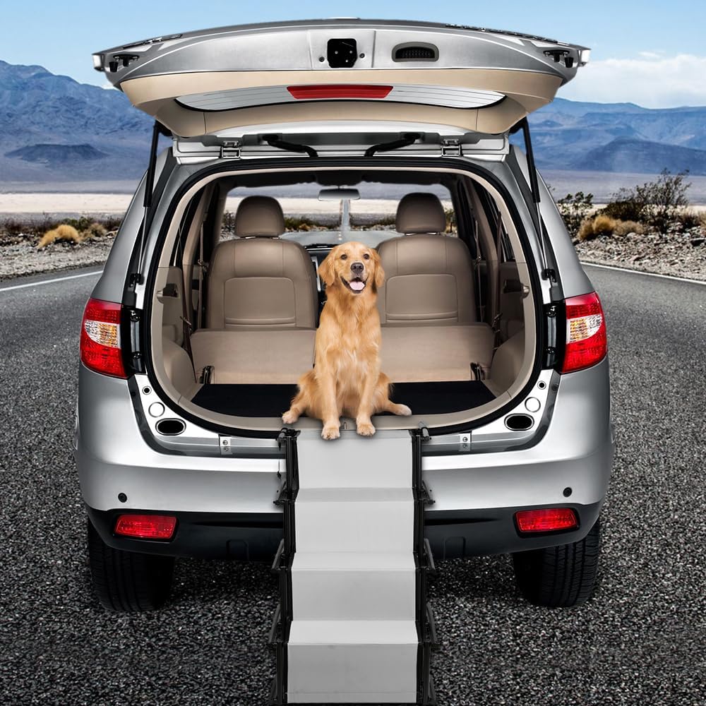 OHMG Faltbare Hunderampe, verstellbare Rampe, zusammenklappbare Hundetreppe, für grosse und kleine H