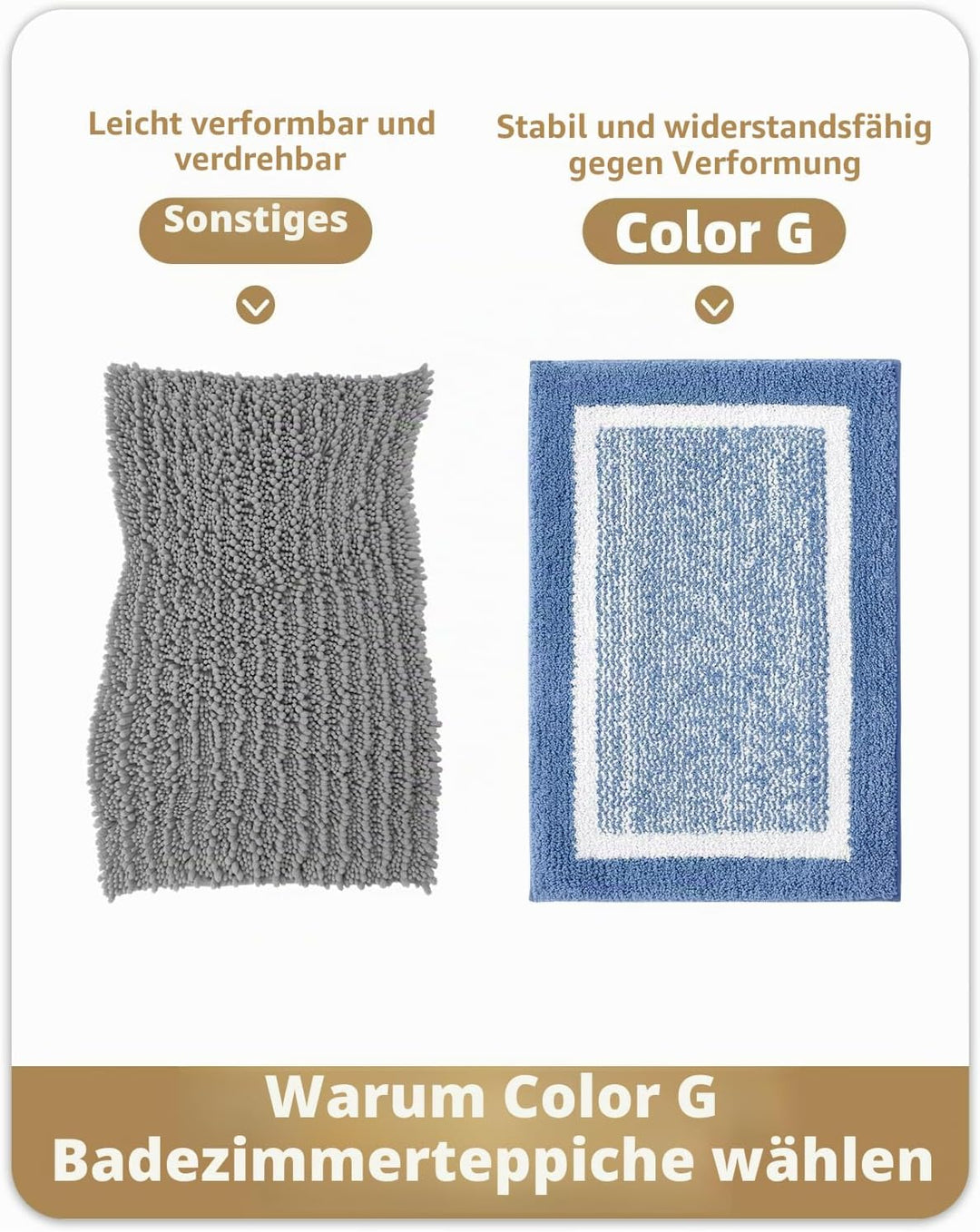 COLOR&GEOMETRY Kleine Badteppiche rutschfest Waschbar Absorbierende Badvorleger Weiche Badezimmertep