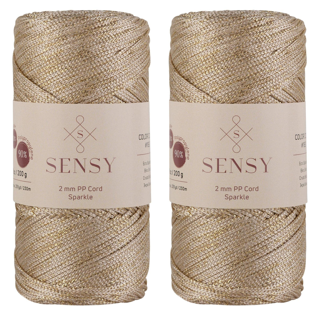 2 Garnstrange Sensy Premium 2 mm 230 Meter Glitzer Polyester-Seil, 90% Polypropylen, 10% Polyestersc