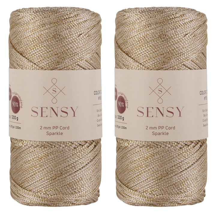 2 Garnstrange Sensy Premium 2 mm 230 Meter Glitzer Polyester-Seil, 90% Polypropylen, 10% Polyestersc