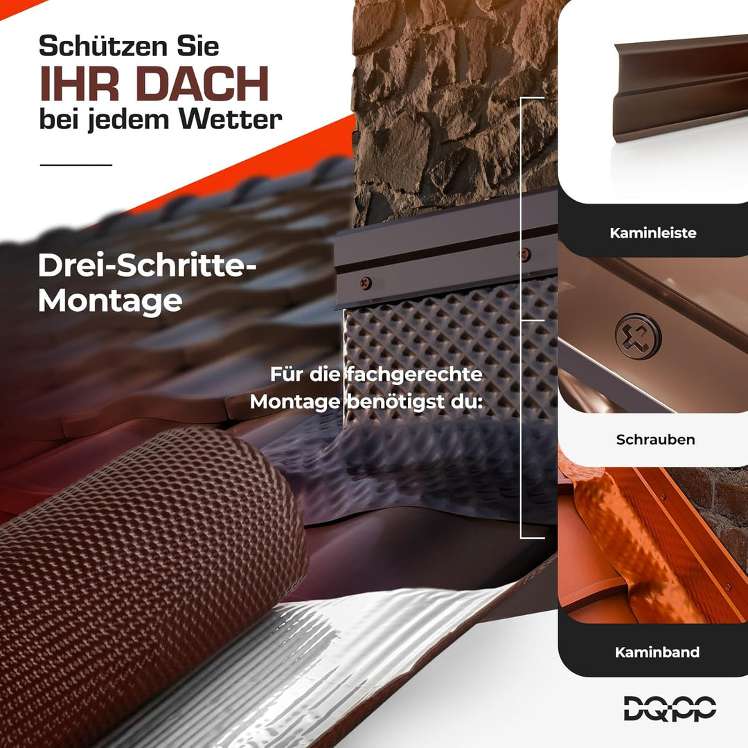 DQ-PP WANDANSCHLUSSBAND | Länge 5m | Breite 300mm | Kastanierot RAL 8012 | hochwertiges Aluminium un