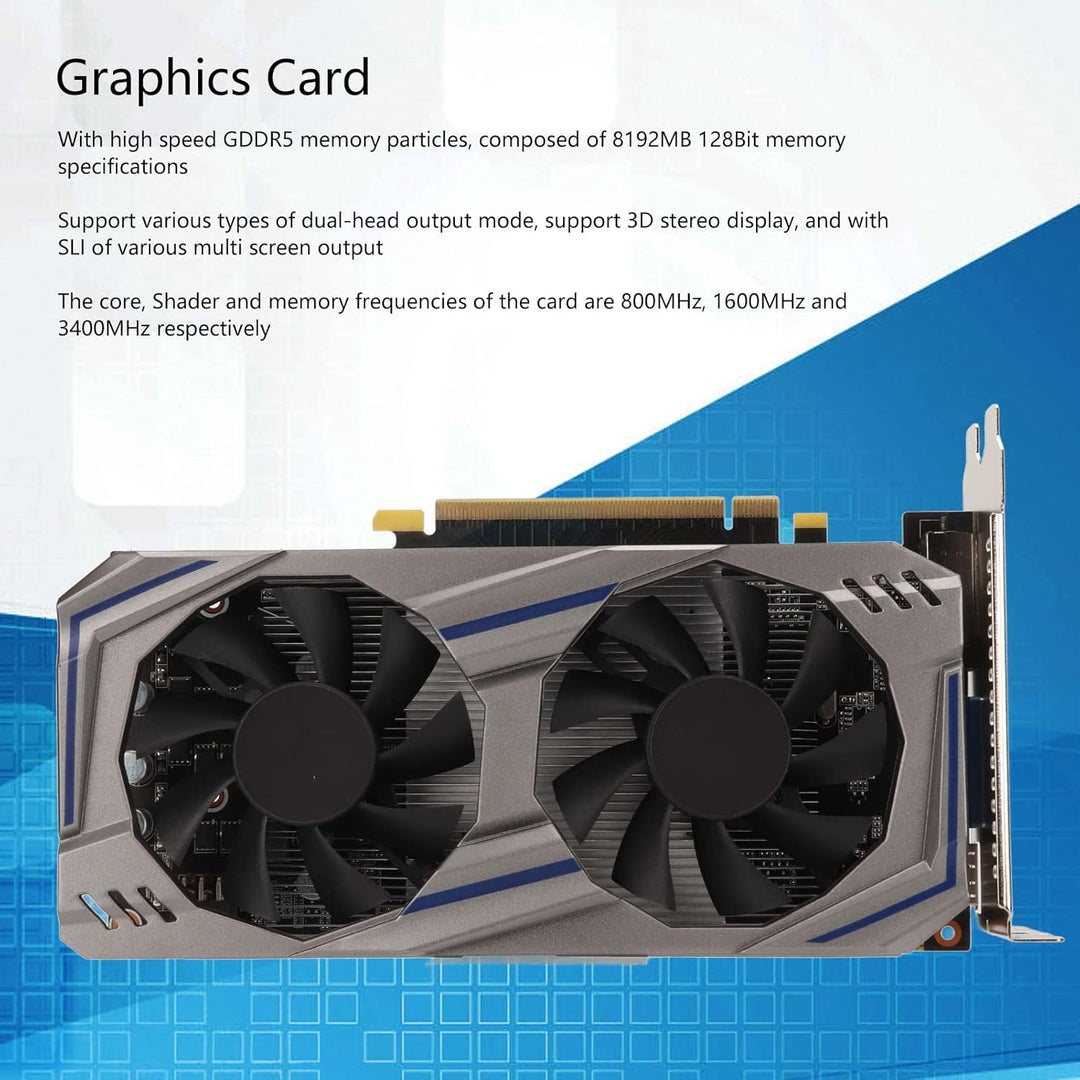 Elprico GTX 550Ti 8 GB Grafikkarte, 128-Bit-GDDR5-Gaming-Grafikkarte mit Zwei Lüftern, Separate Gami