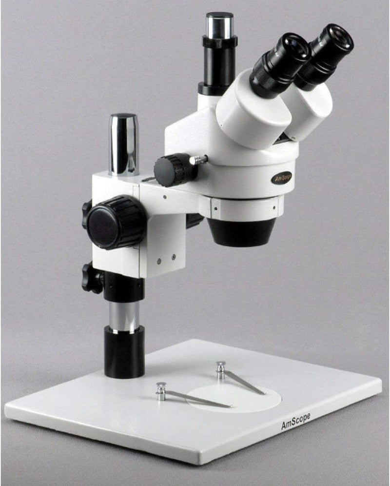 AmScope SM-1TZ Trinokulares Inspektionsmikroskop mit Super Gross Ständer, 3.5X-90X, Weiss