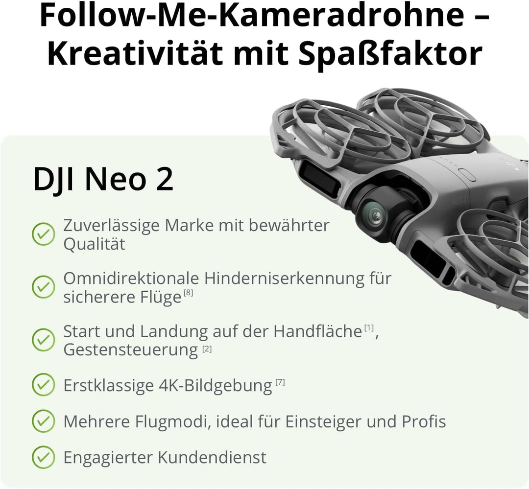 DJI Neo 2 Fly More Combo (nur Drohne), 4K-Drohne für Einsteiger, Start und Landung auf der Handfläch