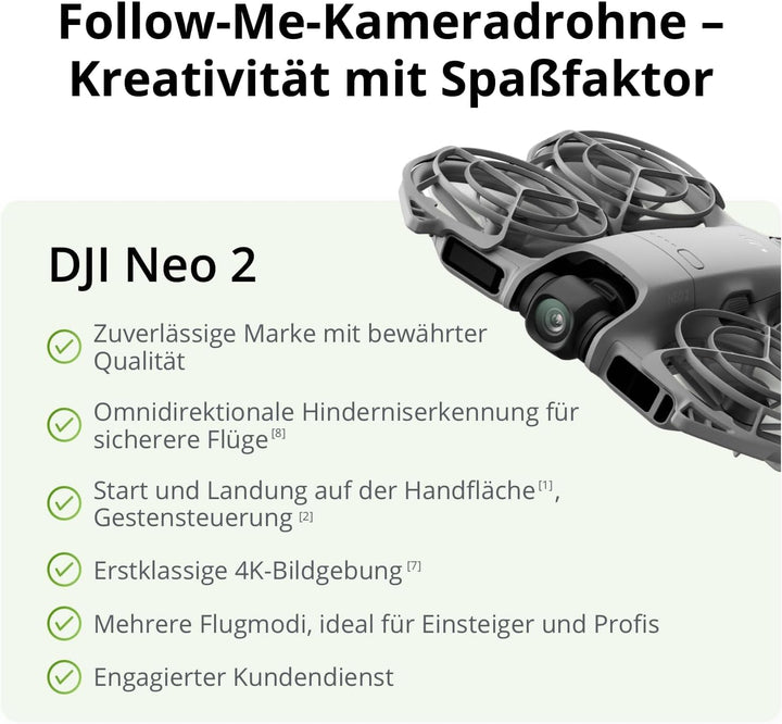 DJI Neo 2 Fly More Combo (nur Drohne), 4K-Drohne für Einsteiger, Start und Landung auf der Handfläch