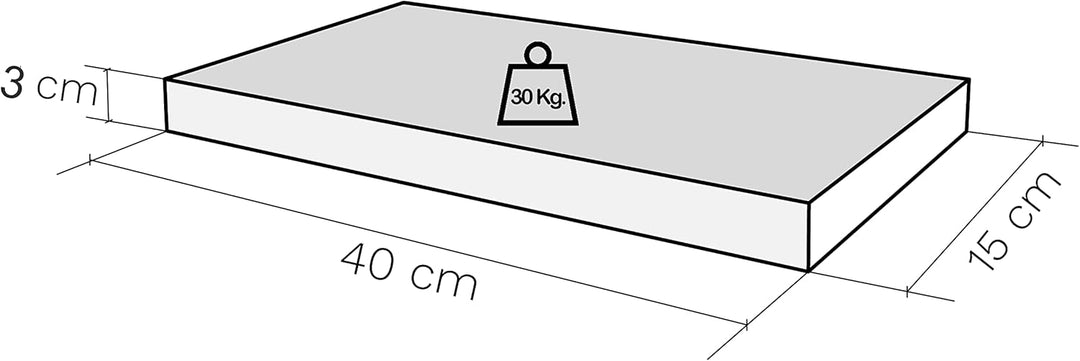 Henor Wandregal Holzwandregal 40 x 15 x 3 cm. Laden Sie 30 kg. Kiefernholz Natur 40 Kiefer F-15 Cm.,