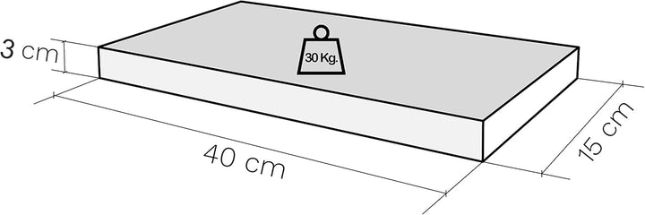 Henor Wandregal Holzwandregal 40 x 15 x 3 cm. Laden Sie 30 kg. Kiefernholz Natur 40 Kiefer F-15 Cm.,