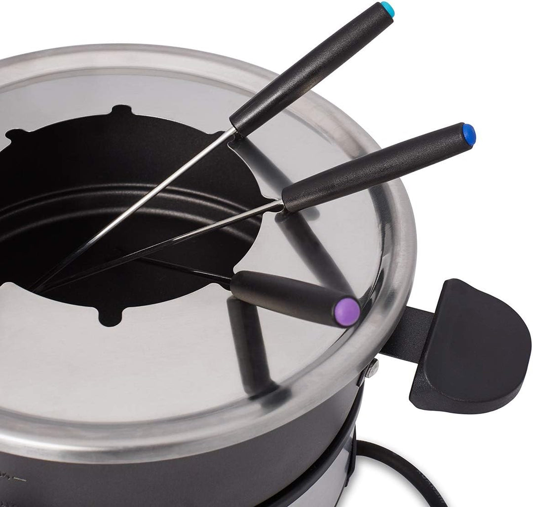 Cloer 6679 Fondue für 8 Personen, beschichteter Aluminiumtopf, inklusive Spritzschutz, 8 farbig mark