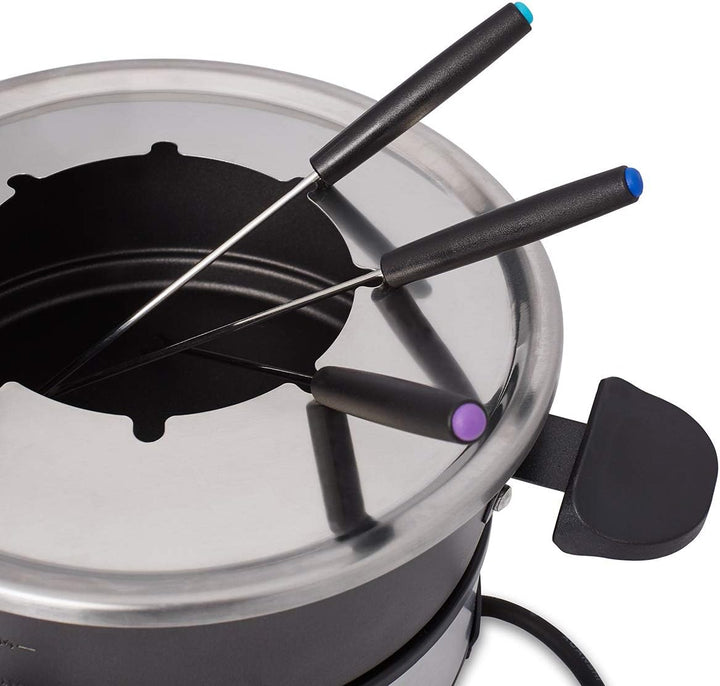 Cloer 6679 Fondue für 8 Personen, beschichteter Aluminiumtopf, inklusive Spritzschutz, 8 farbig mark
