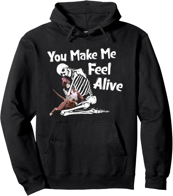 Du lässt mich lebendig fühlen Skelettumarmungen Pitbull Pullover Hoodie