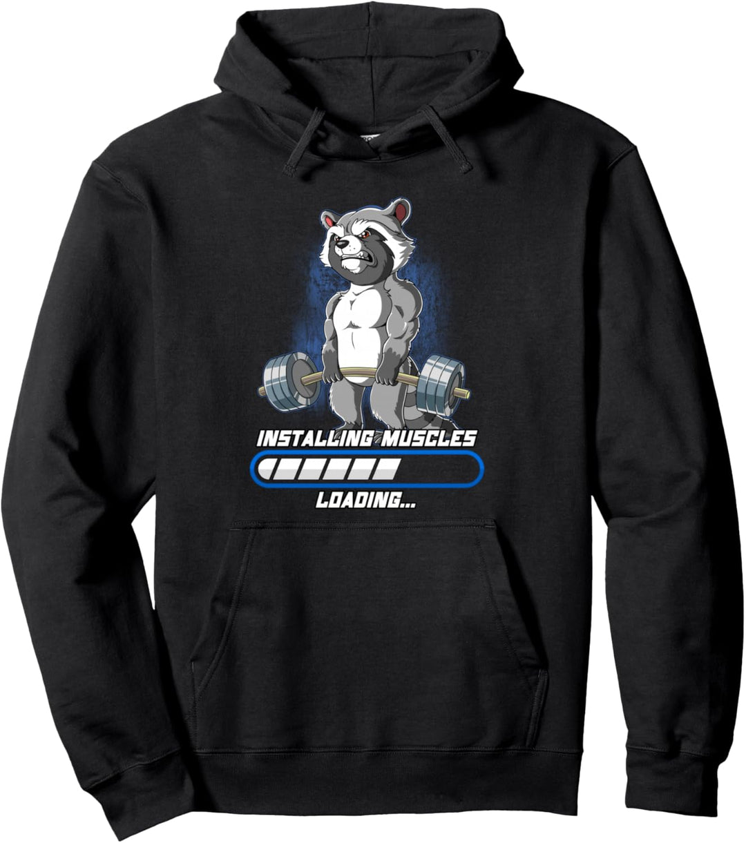 Waschbär Muskeln Aufbauen Bodybuilding Fitness Gym Pullover Hoodie