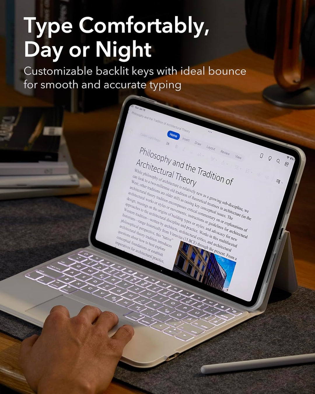 ESR für iPad Pro 11 Zoll (M5/M4, 2025/2024), Tastatur Hülle mit Trackpad, magnetisch abnehmbare Tast