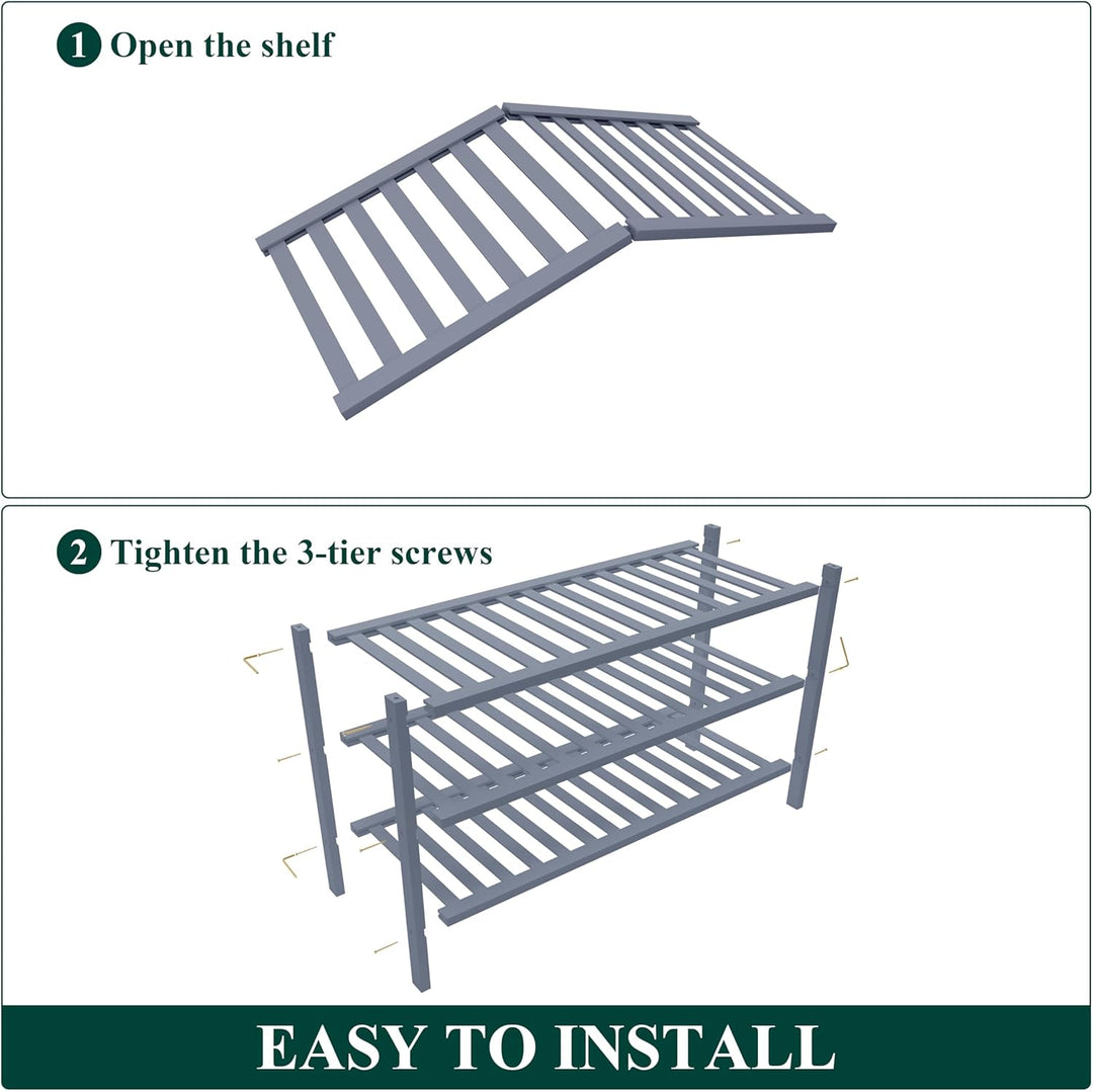 smiry Schuhregal aus Bambus, Schuhregal Platzsparend mit 3 Ebenen, Erweiterbar Stapelbar Shoe Rack,