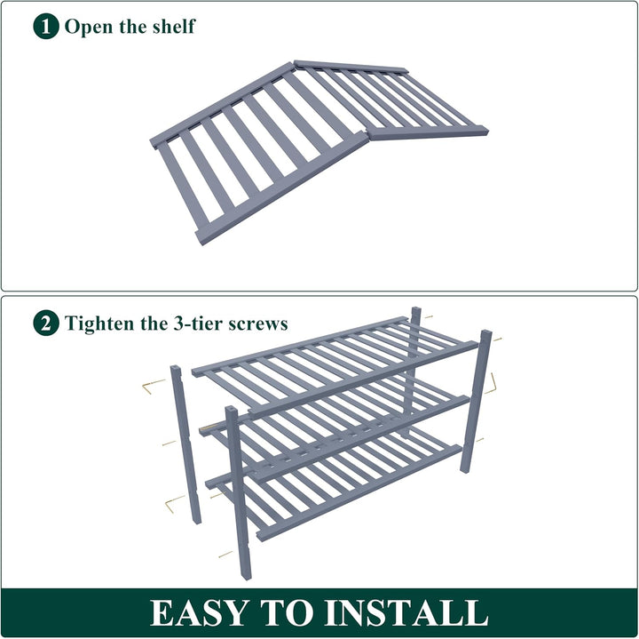 smiry Schuhregal aus Bambus, Schuhregal Platzsparend mit 3 Ebenen, Erweiterbar Stapelbar Shoe Rack,