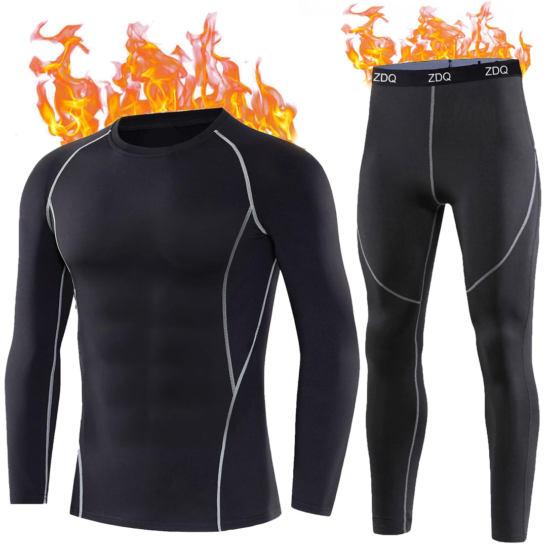 ZDQ Thermounterwäsche Herren Winter Skiunterwäsche Set Atmungsaktiv Funktionsunterwäsche, Gr.S-XXL X