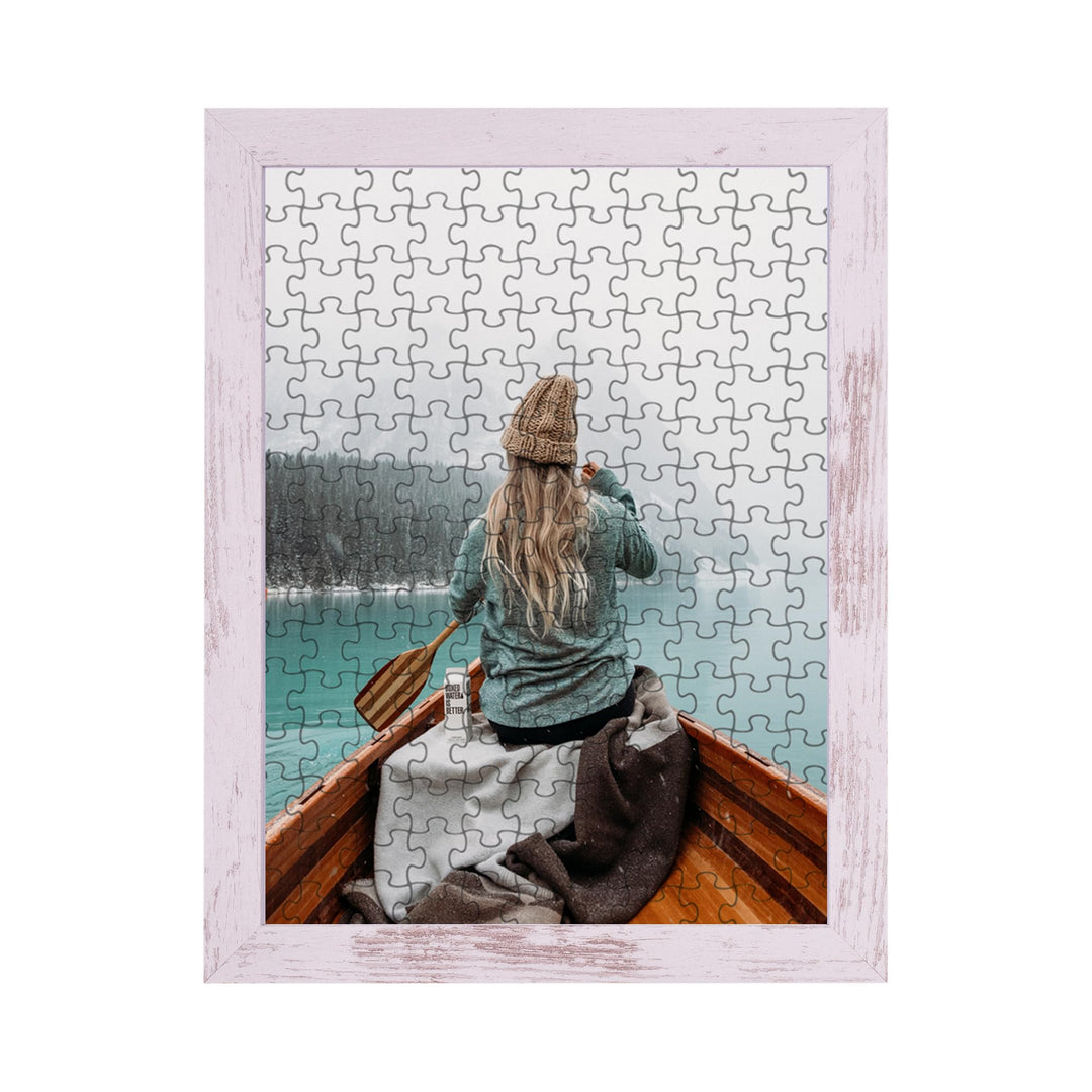 Rahmendesign24 Puzzlerahmen Milano für Puzzle ca. 500-1000 Teile 37.5x98cm 98x37.5cm Weiss Vintage m