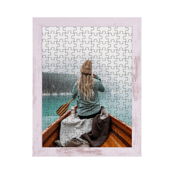 Rahmendesign24 Puzzlerahmen Milano für Puzzle ca. 500-1000 Teile 37.5x98cm 98x37.5cm Weiss Vintage m