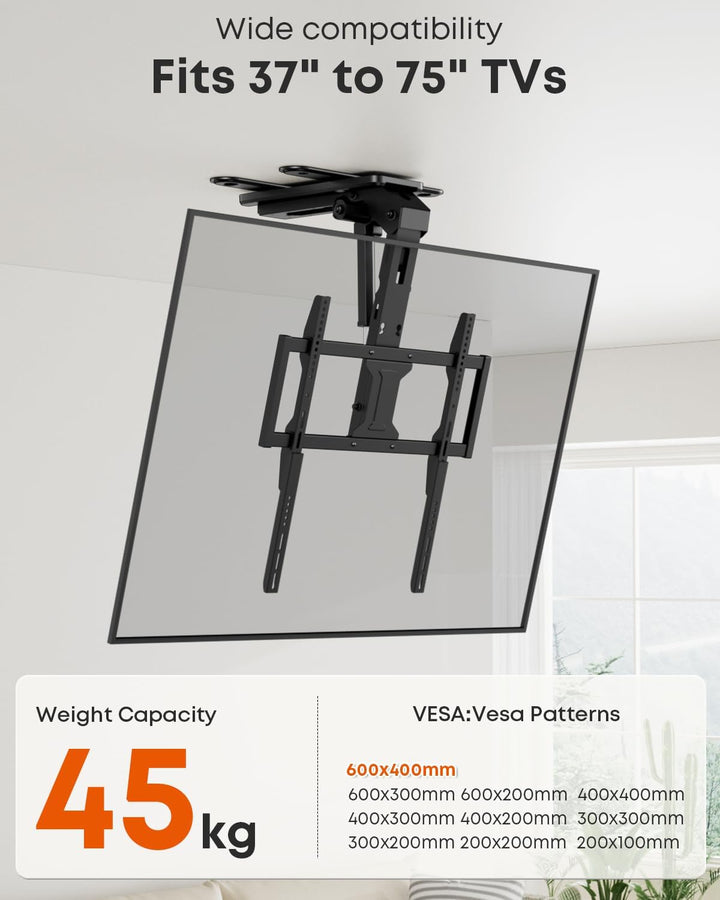 TV-Deckenhalterung Elektrisch für 37-75 Zoll – Motorisierte TV Halterung Decke Klappbar &amp; Neigbar mi