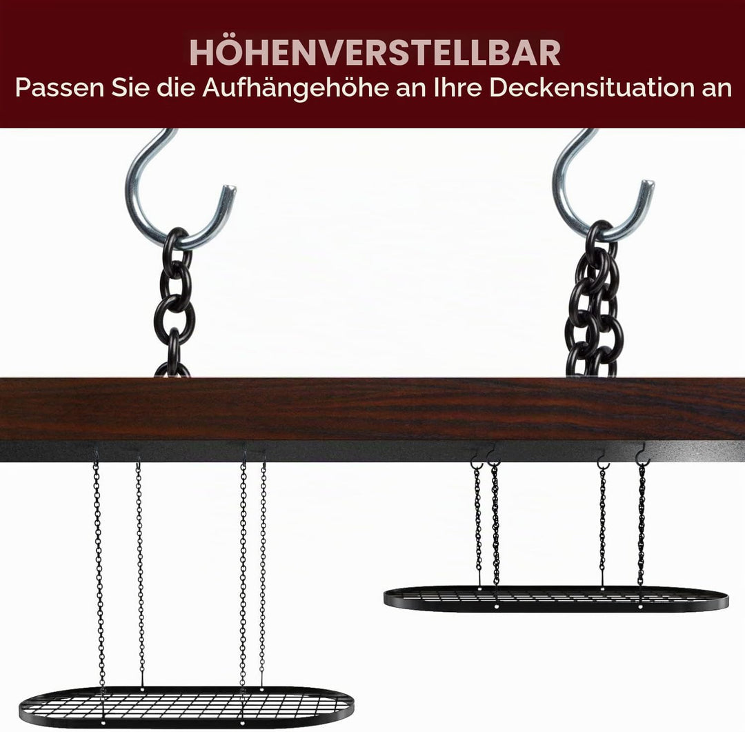 Vdomus Hängender Topfhalter, Schwerlast Gusseisen Deckenlagerung, Montierte Küche Überkopf Töpfe Hal