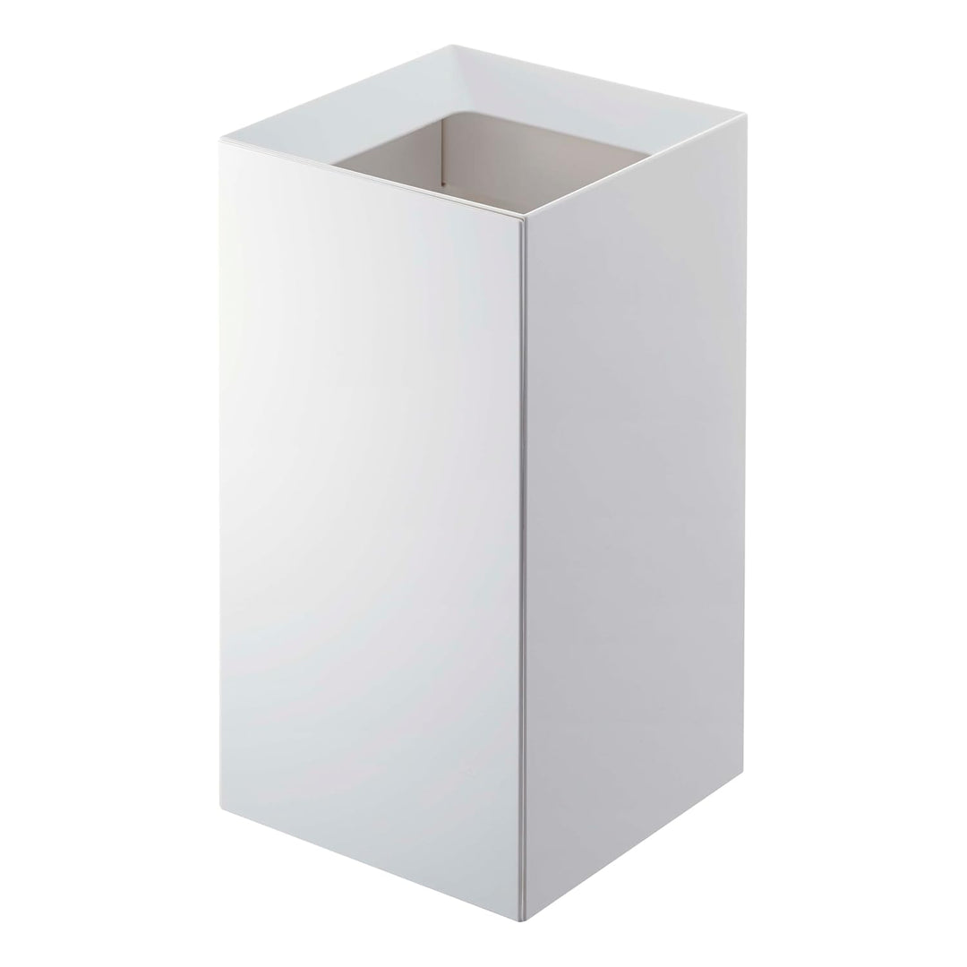 Yamazaki Home Quadratischer Mülleimer, 2,5 Liter, moderner Mülleimer mit Griff, Einheitsgrösse, Weis