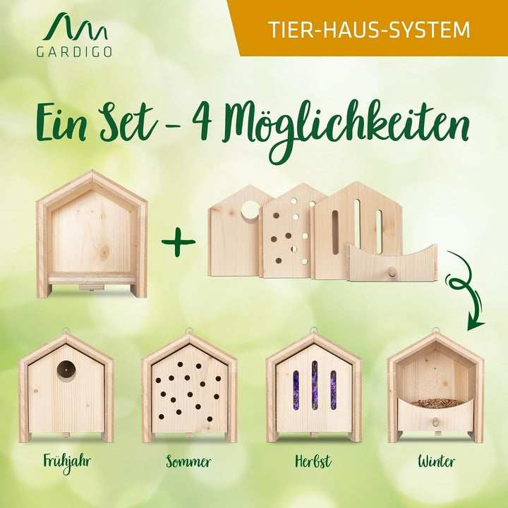 GARDIGO® Tier-Haus System | Nistkasten Vogelhaus Insektenhotel Schmetterlingshaus Futterhaus | Einzi