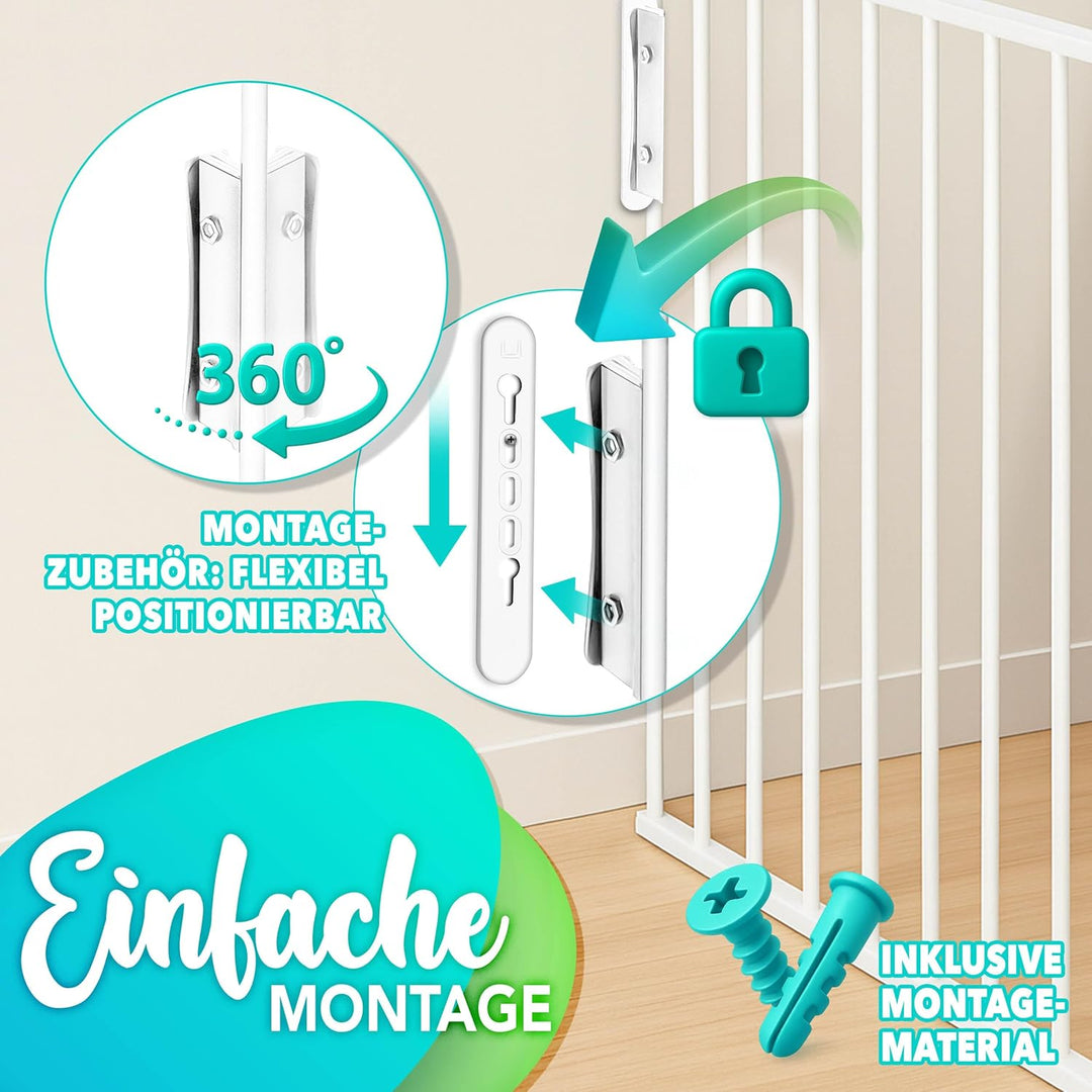 KIDUKU® Kaminschutzgitter mit Tür Metall 180 cm | Absperrgitter Ofenschutzgitter faltbar | Konfigura