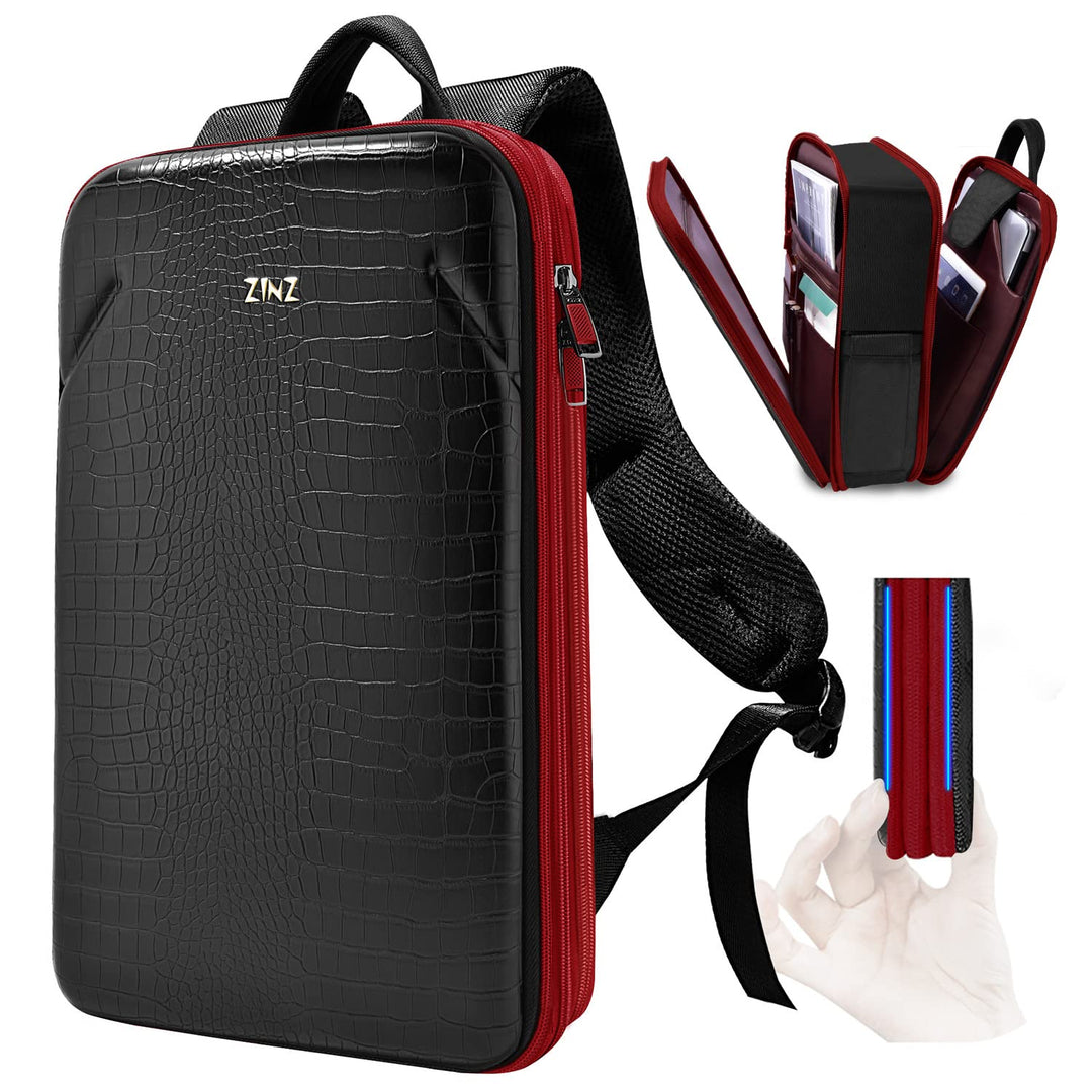 ZINZ Schlanker Laptop Rucksack 15,6 Zoll mit Variabler Kapazität, Diebstahlsicherer Business Tagesru