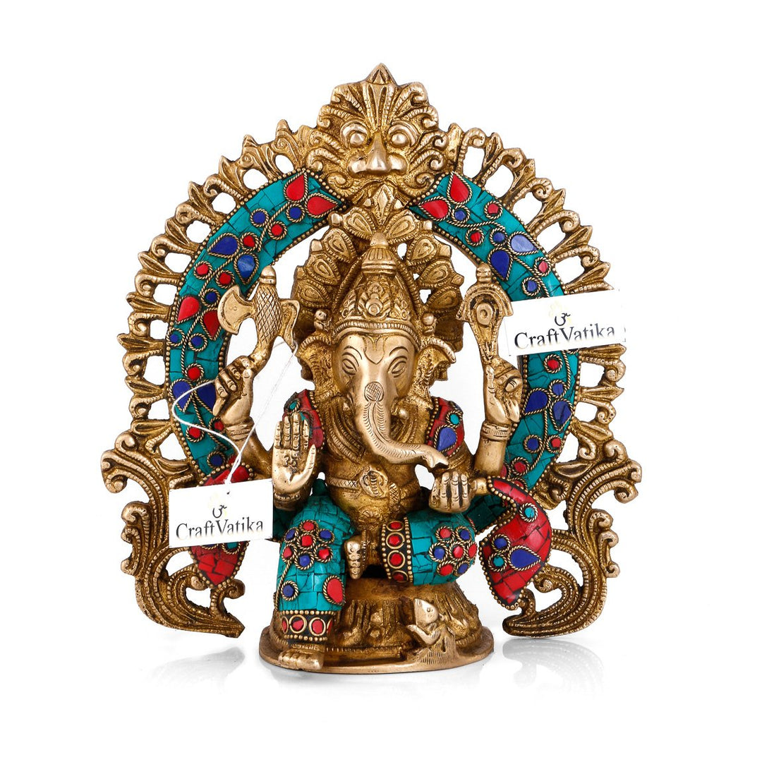 craftvatika Lord Ganesha Schrein Messing Idol Statue | Hindu Gott Ganesha Ganpati Decor Figur