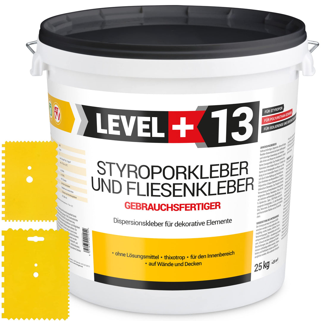 Styroporkleber 25kg + 2St. Zahnspachtel Kunstoff, Korkkleber Renoviervlies Dispersionkleber Flisenkl