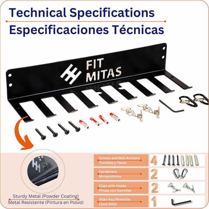 Sportgerätehalter | Ständer für Fitnesscenter | Organizer für Heimstudio | Wandhalterung für elastis
