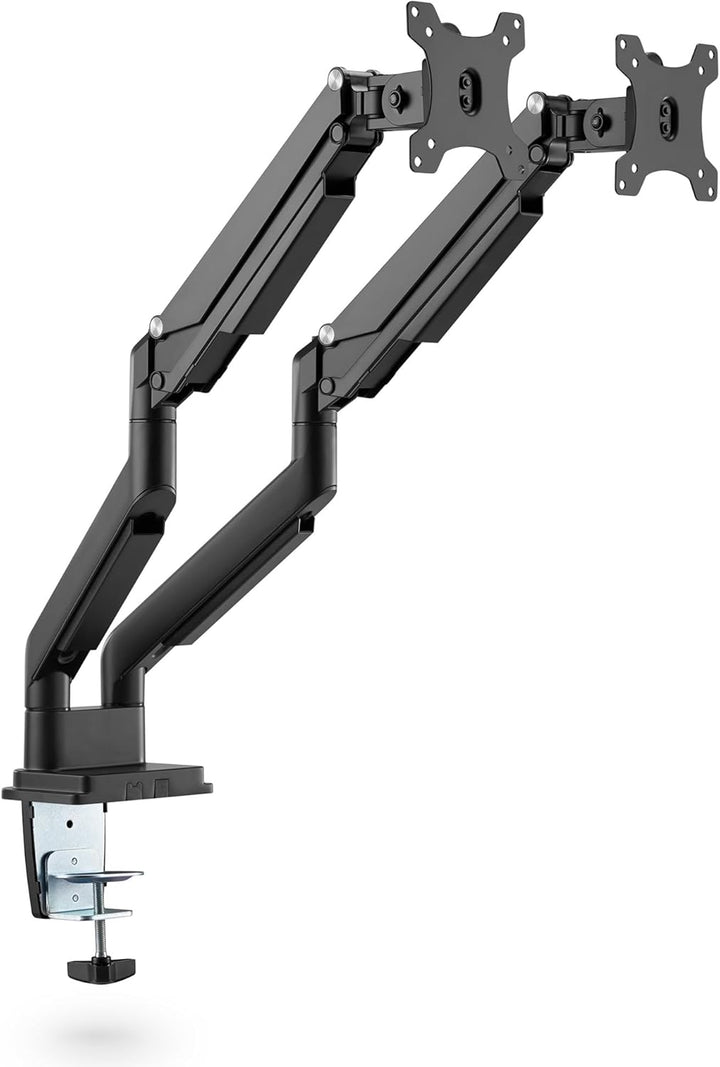 Ergolutions® Dual Gasdruck Monitorarm Schwarz - Höhenverstellbar, für 2 Monitore bis 32", VESA 75x75