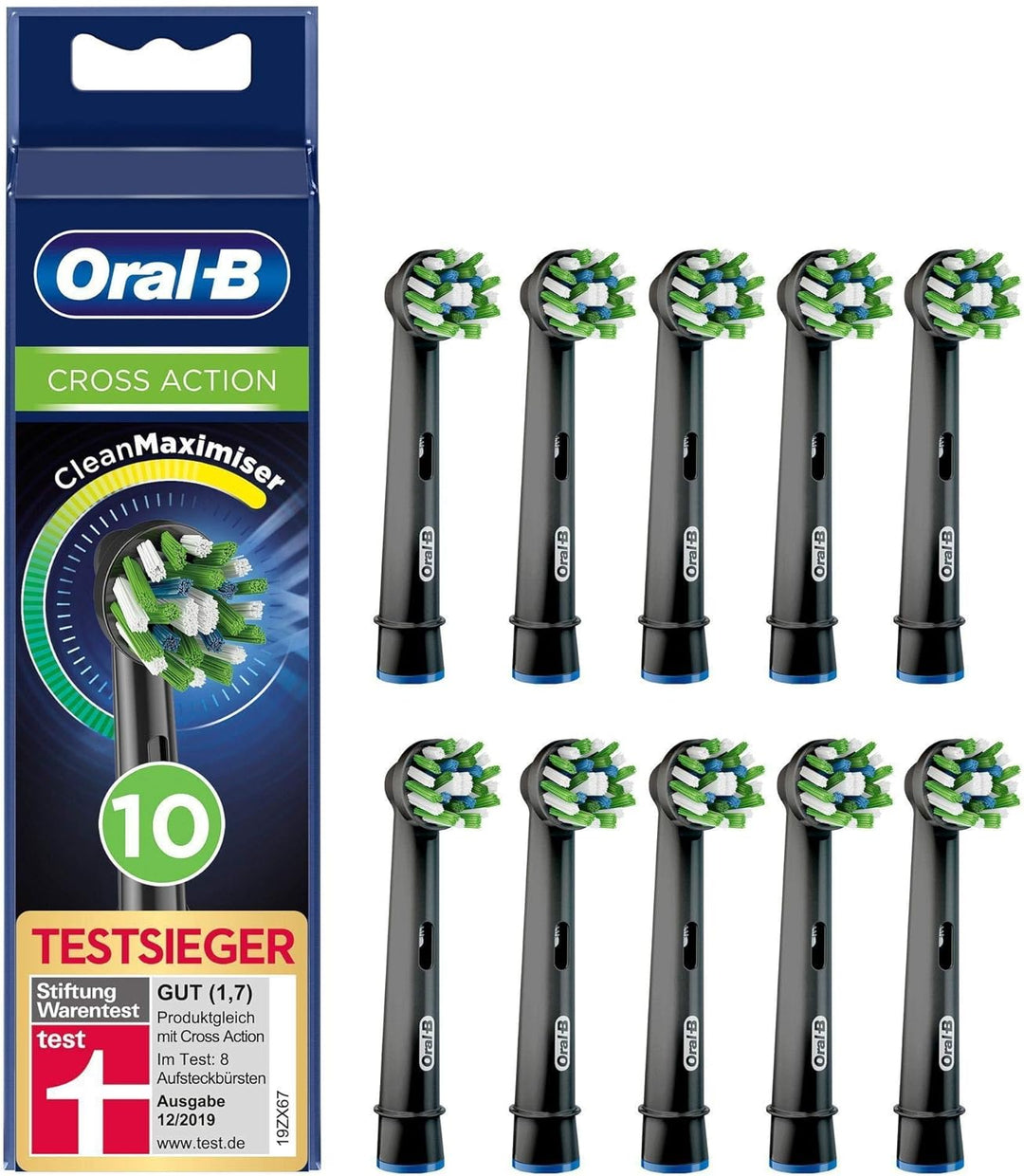 Oral-B CrossAction Black Edition Aufsteckbürsten mit CleanMaximiser-Borsten für ganzheitliche Mundre