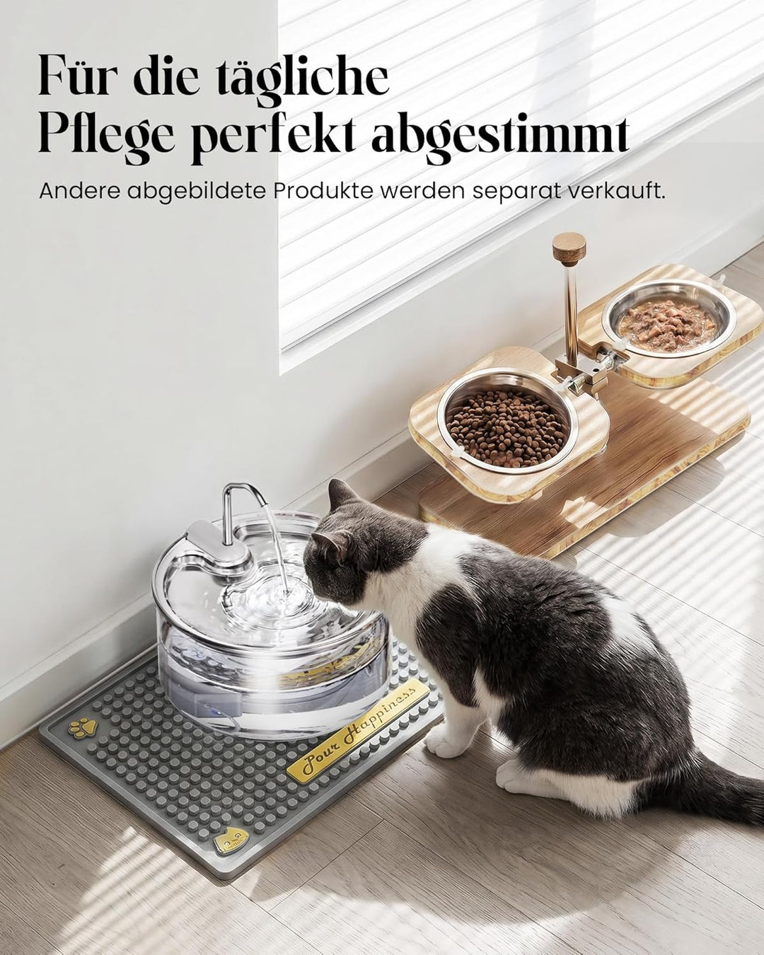 Tomxcute Trinkbrunnen für Katze - 108oz/3,2 L Katzenbrunnen aus Glas mit Wasserhahn-Design, Ultra le