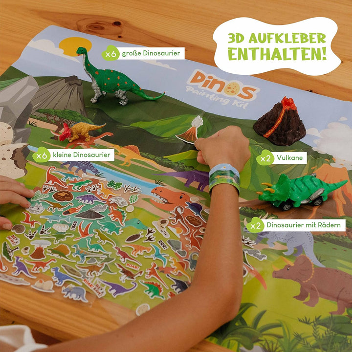 BONNYCO Dinosaurier Spielzeug Malset 16 Figuren. Dino Bastelset Kinder Spielzeug sie leuchten im Dun