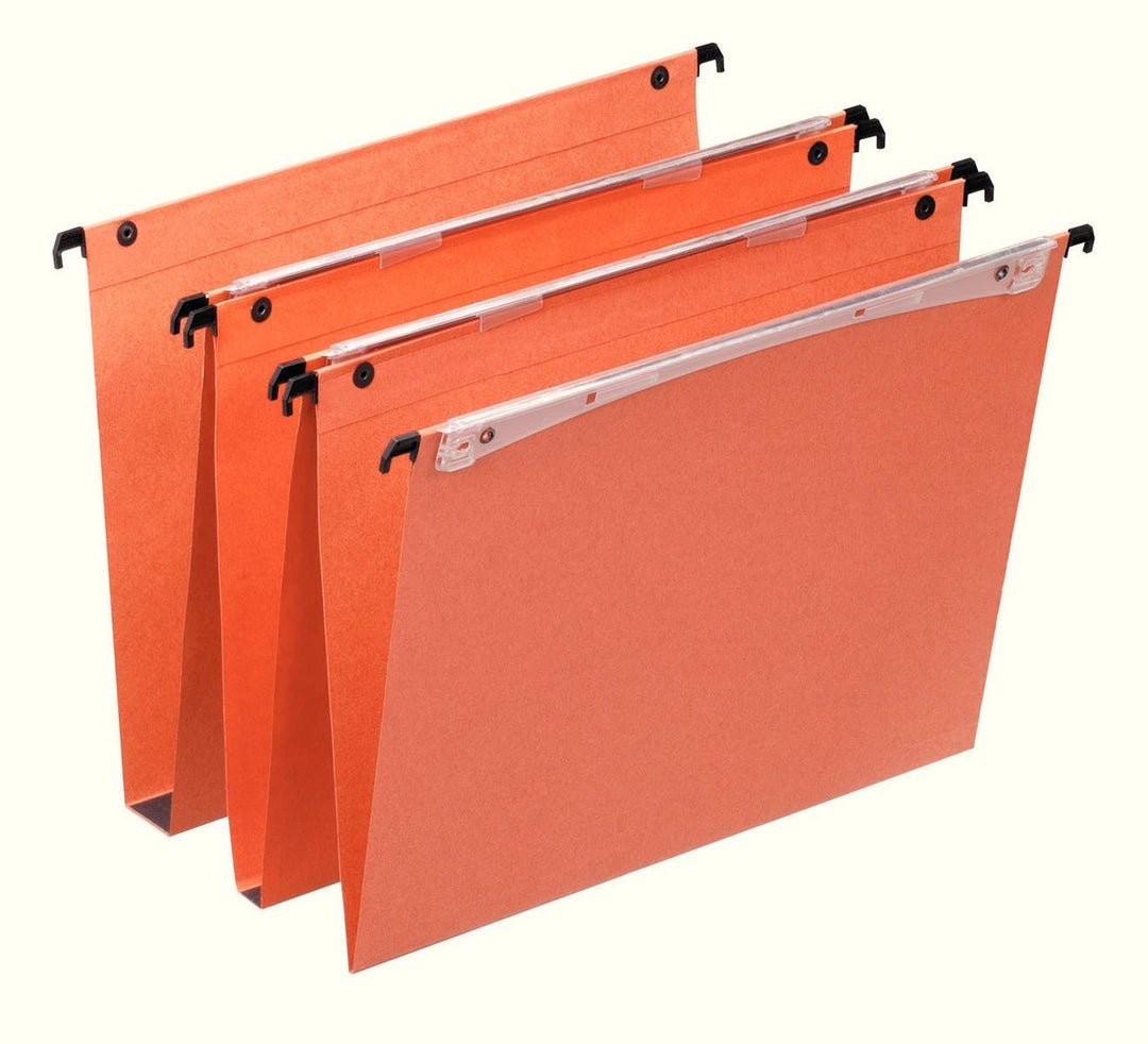 Esselte Orgarex Hängemappe Kraftpapier rechteckiger Boden 30 mm Kapazität A4 25 Stück orange Orange
