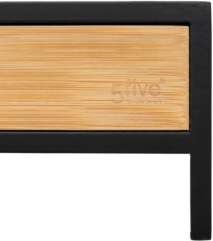 5five – Bava Monitorständer aus Bambus – Schwarz, 47 x 25 x 10 cm, mit Schublade – Organizer für Bür
