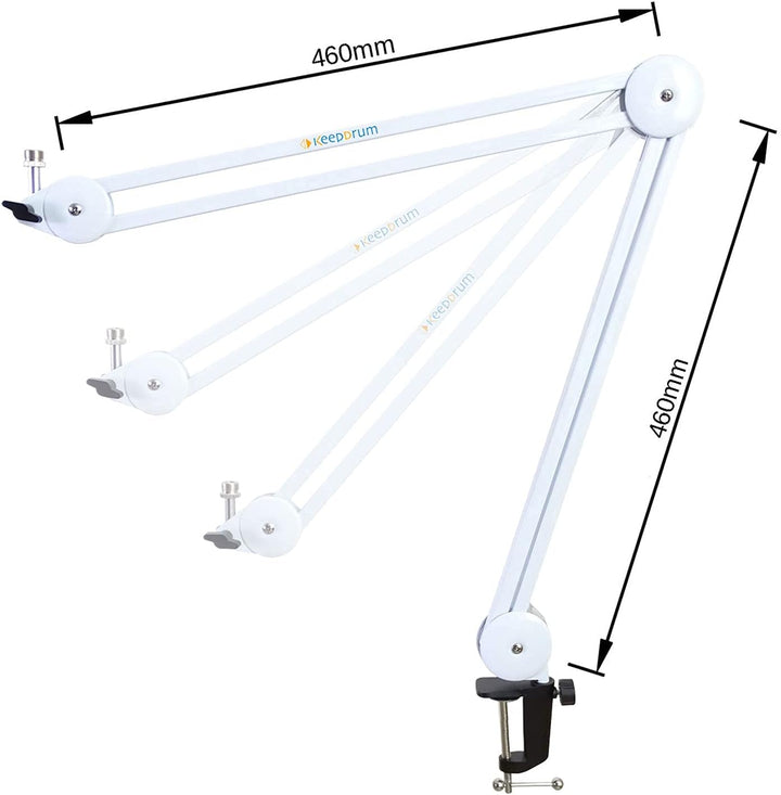 keepdrum MS138 professioneller Mikrofonarm Gelenk-Stativ für Mikrofone Weiss