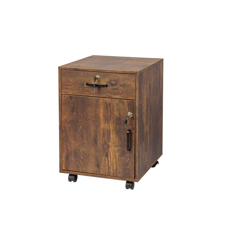 Relaxdays Rollcontainer, Schublade & Türfach, HBT: 57 x 40 x 40 cm, abschliessbar, Aktenschrank auf