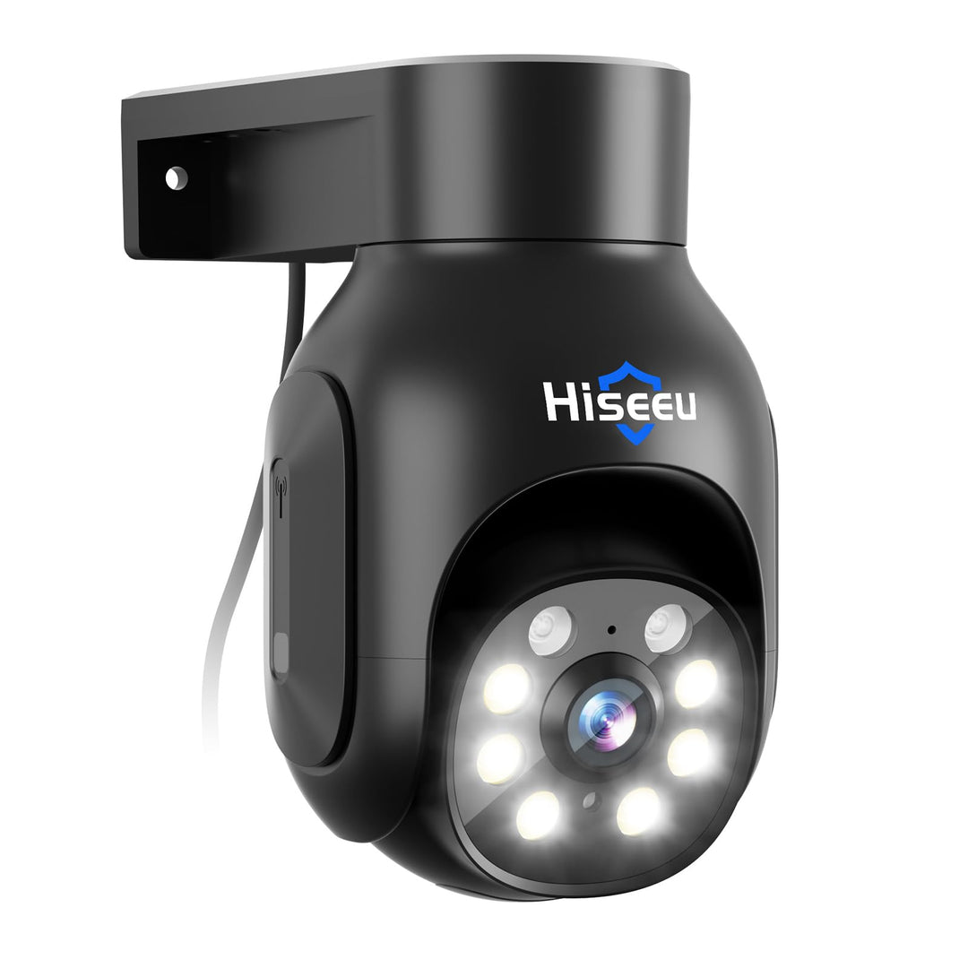 Hiseeu 5 MP Überwachungskamera Aussen-WLAN mit automatischer Verfolgung, 350°/90° schwenkbar, Farbna