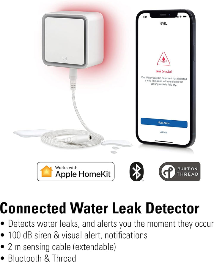 Eve Outdoor Cam (White Edition) – Smarte Überwachungskamera &amp; Water Guard - Smarter Wassermelder, 2m