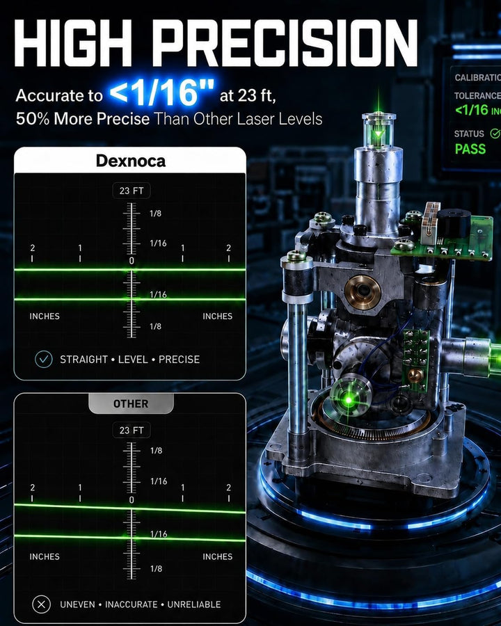 16 Linien Laser Wasserwaage, 2x8000mAh Akkus, 4 x 360° Grüner Strahl Selbstnivellierendes Kreuzlinie
