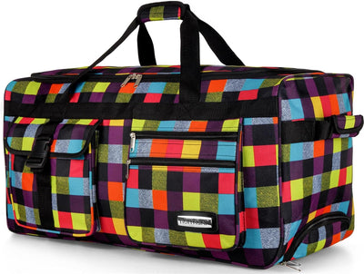 normani Jumbo Reisetasche XXL Trolly mit Rollen aus robustem Material Neon Square 80 l, Neon Square