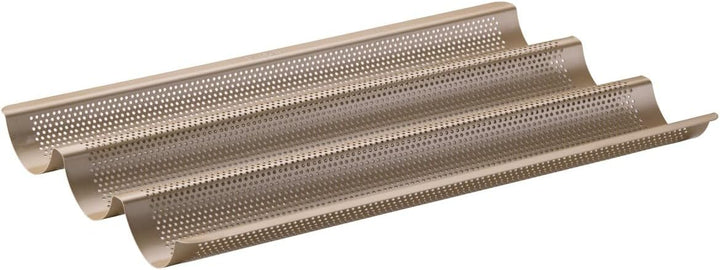Zenker 3er Baguetteblech – Perforierte Backform für knusprige Baguettes – Antihaftbeschichtung verhi
